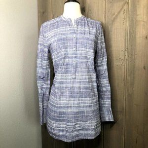 Merona Blue & White striped tunic long sleeve top Size Medium